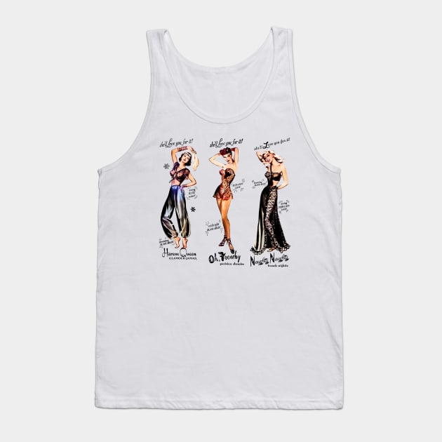 Pin Up Girls Fashion Retro Vintage Harem Queen Frenchy Parisian Black Magic Tank Top by REVISTANGO